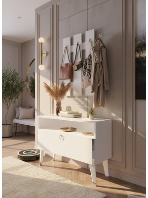 Resital Portmanto Vestiyer - GP7004-1 - Beyaz Silver