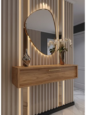 Resital Dresuar Çam Gold - Modern Duvara Monte Antre Mobilyası