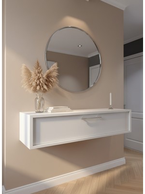 Resital Dresuar Beyaz Silver - Modern Duvara Monte Antre Mobilyası