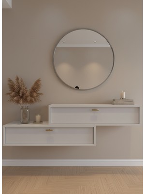 Resital Dresuar Beyaz Silver - Modern Duvara Monte Antre Mobilyası