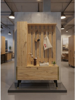 Resital Portmanto Vestiyer - GP7001-6 - Çam Gold