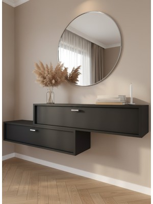 Resital Dresuar Antrasit Silver - Modern Duvara Monte Antre Mobilyası