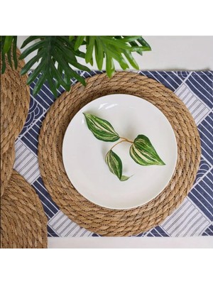 PremiumPort 6'lı Hasır Supla Seti, Örgü Amerikan Servis Tabak Tava Altlığı