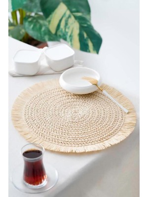 PremiumPort Krem Amerikan Servisi Yuvarlak Supla 38 cm 6’lı Set, Şık ve Dayanıklı