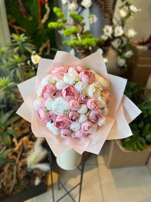 PremiumPort Pembe Şakayık Isteme Buketi – Zarif Yapay Çiçek Aranjmanı