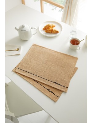 PremiumPort Set Halinde 2 Adet Jüt Dokulu, Baskılı, Şık Sofra Altlığı 45X35 cm