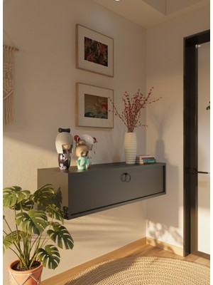 Resital Dresuar Antrasit - Modern Duvara Monte Antre Mobilyası