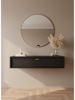 Resital Dresuar Antrasit Gold - Modern Duvara Monte Antre Mobilyası