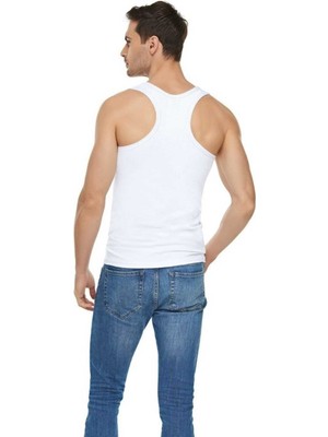 Elit Erkek Beyaz 3'lü Paket Likralı Pamuk Sporcu Atlet-Beyaz-M