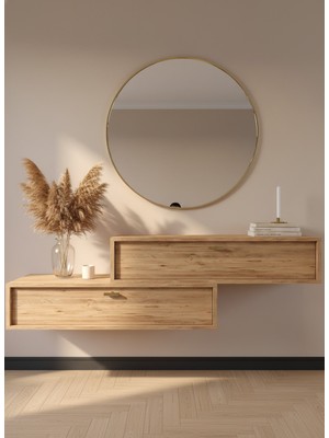 Resital Dresuar Çam Gold - Modern Duvara Monte Antre Mobilyası