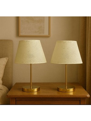 PremiumPort Şık 2'li Abajur Seti, Komodin Üstü ve Yatak Odası Dekorasyonu