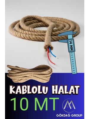 PremiumPort 10 mt Kablosuz Jüt Halat Aydınlatma Dekoratif Hasır 14 mm