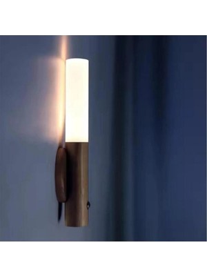 PremiumPort Şarjlı LED Aplik Kumru Ahşap Renk Sensörlü Güçlü Aydınlatma