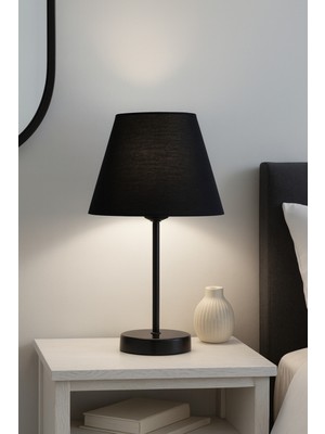 PremiumPort Şık Siyah Modern Yatak Odası Abajur Ayaklı Masa Lambası