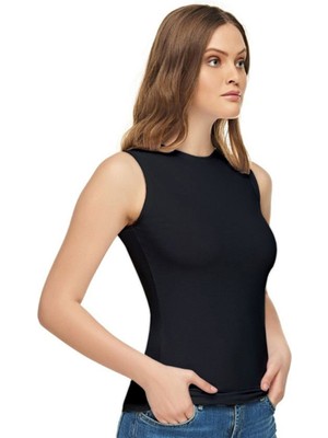 Elit 1'li Paket Tutku Kadın Pamuk Elastan Sıfır Kol Body 2201-SİYAH-S