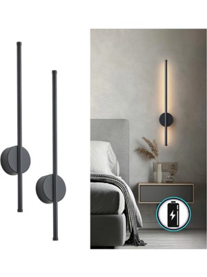 PremiumPort Tak Çalıştır LED Duvar Apliği, 70 cm Pilli Dekoratif Lamba, 2'li Set