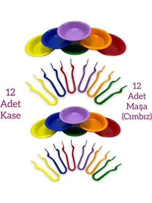 Allians Eğitici Montessori Aktarma ve Kase Cımbız Maşa Seti 24 Parça