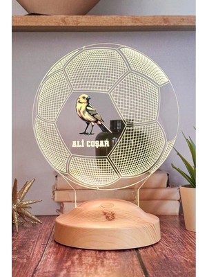 PremiumPort Futbol Temalı Kanarya Taraftar Hediyesi, Kişiye Özel LED Gece Lambası