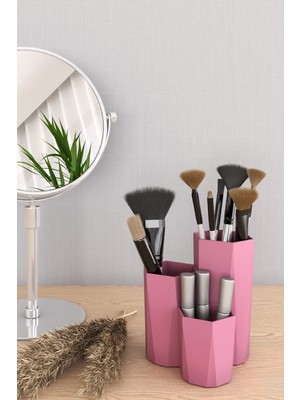 Feyza Design Şeker Pembe Çok Amaçlı Makyaj ve Fırçalık Organizer