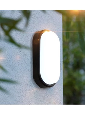 PremiumPort 20W Su ve Nem Geçirmez Siyah Kasa Beyaz Işık Oval Aydınlatma