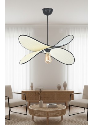 PremiumPort Modern Kelebek Sarkıt Avize, Krem Kumaş, Salon ve Mutfak Için Zarif Aydınlatma