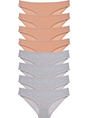 bebekokusu 8 Adet Süper Eko Set Likralı Kadın Slip Külot Ten Gri