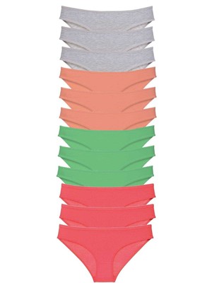 bebekokusu 12 Adet Süper Eko Set Likralı Kadın Slip Külot Gri Pudra Yeşil Fuşya