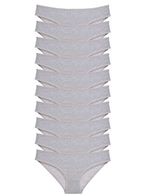 bebekokusu 10 Adet Süper Eko Set Likralı Kadın Slip Külot Gri