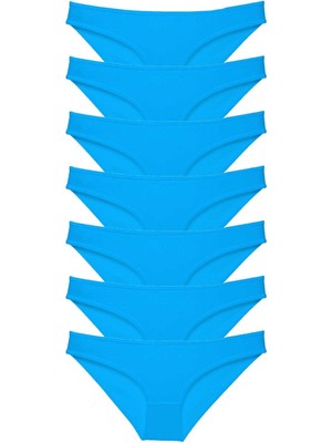 bebekokusu 7 Adet Süper Eko Set Likralı Kadın Slip Külot Mavi
