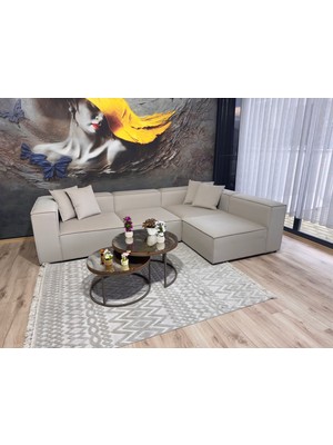 Erduran Mobilya Angelo 4 Modül Zero Leke Tutmaz Kumaş Köşe Koltuk Takımı