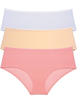 bebekokusu 3 Adet Kadın Yüksek Bel Bato Külot Beyaz Ten Pudra