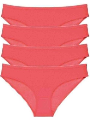 bebekokusu 4 Adet Süper Eko Set Likralı Kadın Slip Külot Kırmızı