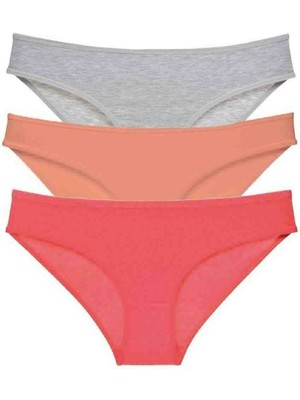 bebekokusu 3 Adet Süper Eko Set Likralı Kadın Slip Külot Gri Pudra Fuşya