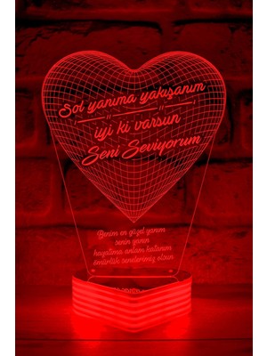 PremiumPort 3D LED Lamba, Sevgiliye Özel Hediye, Romantik Işık Dekorasyon