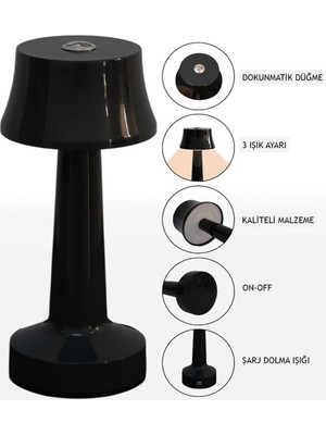 PremiumPort Şarjlı Metal Dokunmatik Masa Lambası, Şık ve Kullanışlı Aydınlatma
