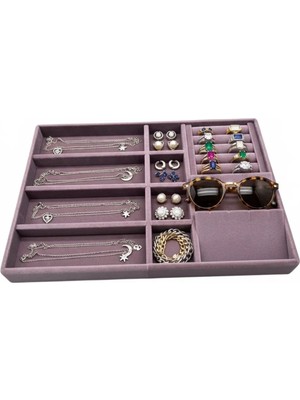 Feyza Design Lila Süet Çoklu Mix Çekmece Iç Takı Düzenleyici, Yerli Üretim