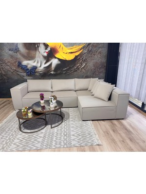 Erduran Mobilya Angelo 4 Modül Sırt Minderli Zero Leke Tutmaz Kumaş Köşe Koltuk Takımı