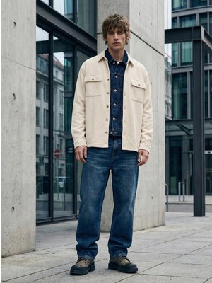 LTB Uzun Kollu Önü Düğmeli Basic Krem Gömlek