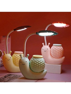 PremiumPort Salyangoz Tasarımlı Masa Üstü Kalemlik ve LED Lamba, 22X11 cm