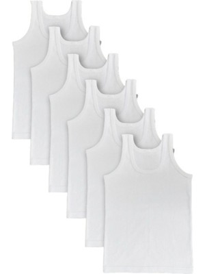 Tutku Çocuk Penye Atlet 6'lı Paket Beyaz 11-12 Yaş Erkek Çocuk İçin Nefes Alabilir Esnek Kumaş