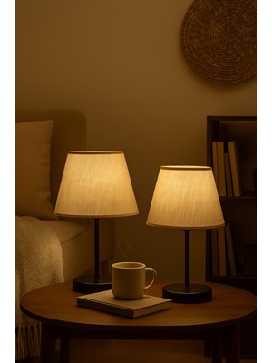 PremiumPort Modern Siyah Ayaklı Ikili Masa Lambası, Şık ve Fonksiyonel Aydınlatma