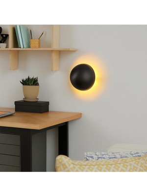 PremiumPort Modern Siyah Metal Duvar Aplikası, 20CM, Minimalist Dekoratif Aydınlatma
