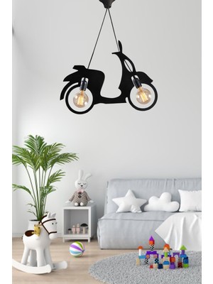 PremiumPort Modern Rustik Sarkıt Lamba, Scooter ve Bisiklet Temalı Dekoratif Aydınlatma
