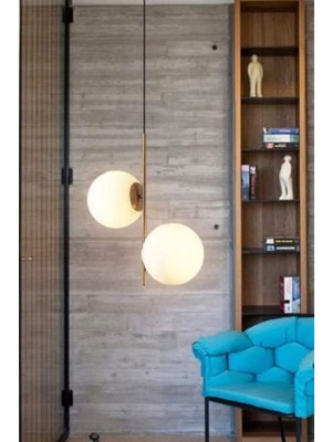 PremiumPort Iki Adet Modern Glop Camlı Eskitme Avize, Şık ve Zarif Tasarım