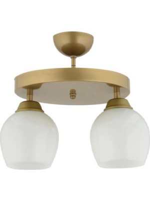 PremiumPort Modern Beyaz Camlı Ikili Yuvarlak Plafonyer Avize, Şık ve Şeffaf Tasarım