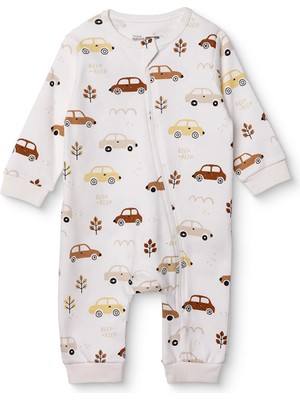 Hellobaby Hellobaby Erkek Bebek Patiksiz Tulum Taşıtlar Fermuarlı Bisiklet Yaka Uzun Paça Uzun Kol