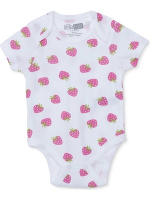 Hellobaby Hellobaby Kız Bebek Kısa Kol Body Çilek Baskılı Çıtçıtlı Envelope Neck Kısa Kol