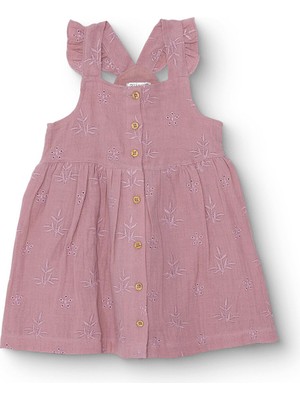 Hellobaby Hellobaby Kız Bebek Elbise Çiçek Baskılı Düğmeli Vintage Girl Bisiklet Yaka Kısa Paça Ip Askılı