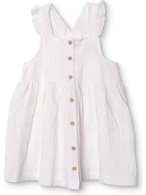 Hellobaby Hellobaby Kız Bebek Elbise Çiçek Baskılı Düğmeli Vintage Girl Bisiklet Yaka Kısa Paça Ip Askılı