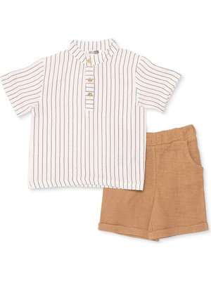 Hellobaby Hellobaby Erkek Bebek Gömlek-Şort Düğmeli Gömlek Yaka Kısa Paça Kısa Kol